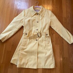Vintage London Fog Single Breasted Rain Trench Coat Yellow Large